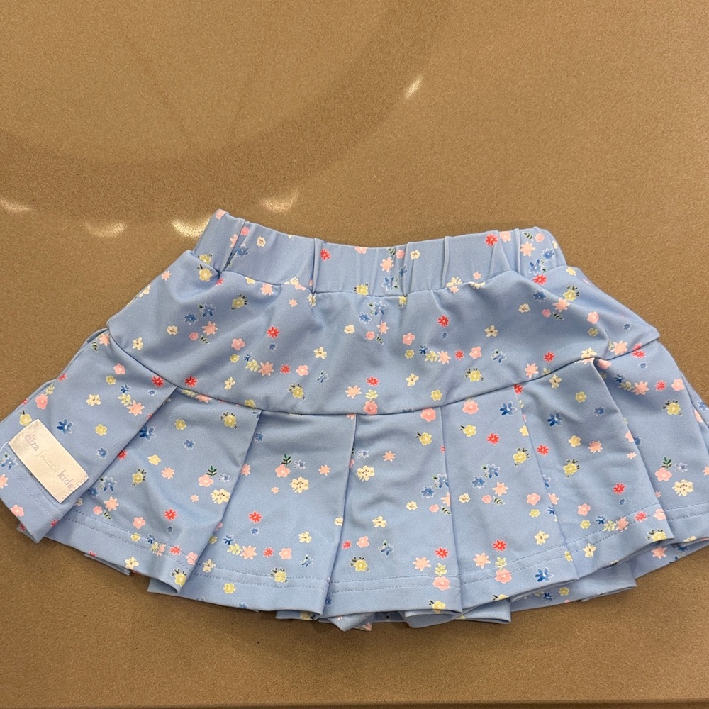 Floral Pleated Skirt in Light Blue